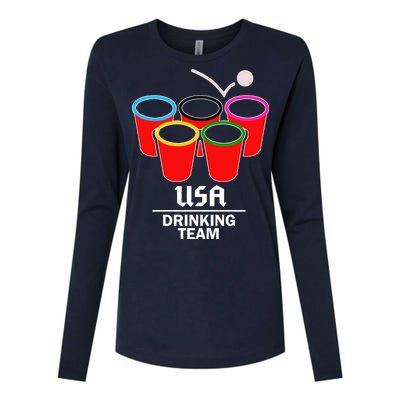 USA Drinking Team Beer Pong Womens Cotton Relaxed Long Sleeve T-Shirt