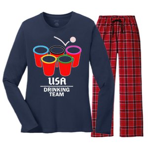 USA Drinking Team Beer Pong Women's Long Sleeve Flannel Pajama Set 