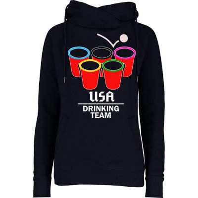 USA Drinking Team Beer Pong Womens Funnel Neck Pullover Hood