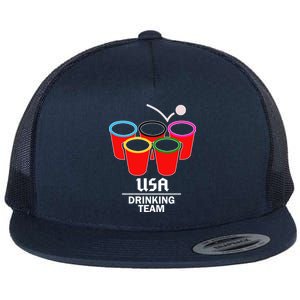 USA Drinking Team Beer Pong Flat Bill Trucker Hat