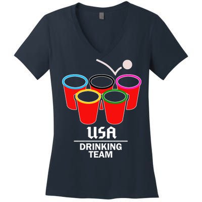 USA Drinking Team Beer Pong Women's V-Neck T-Shirt