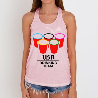 USA Drinking Team Beer Pong Women's Knotted Racerback Tank