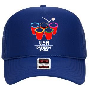 USA Drinking Team Beer Pong High Crown Mesh Back Trucker Hat