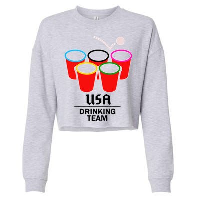 USA Drinking Team Beer Pong Cropped Pullover Crew