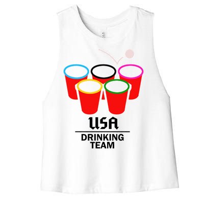 USA Drinking Team Beer Pong Women's Racerback Cropped Tank