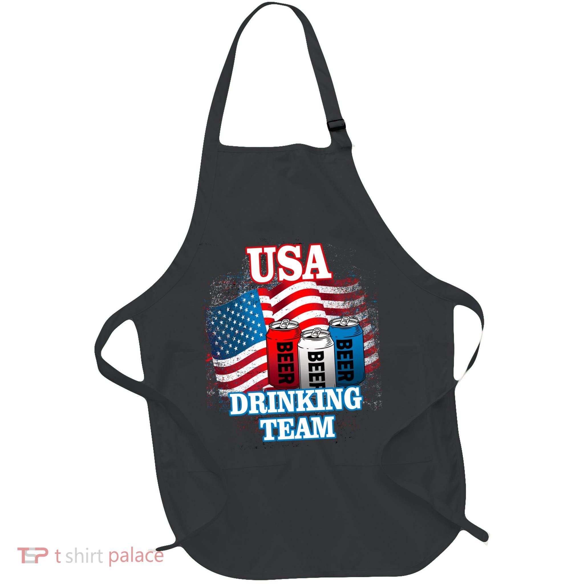 USA Drinking Team Flag Full-Length Apron With Pockets