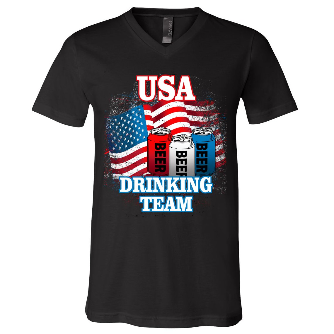 USA Drinking Team Flag V-Neck T-Shirt