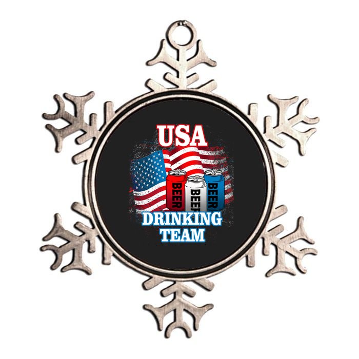 USA Drinking Team Flag Metallic Star Ornament