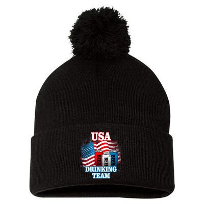 USA Drinking Team Flag Pom Pom 12in Knit Beanie