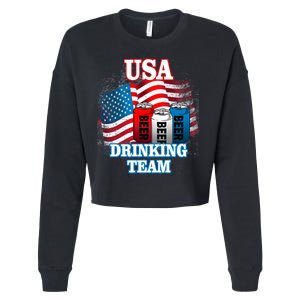 USA Drinking Team Flag Cropped Pullover Crew