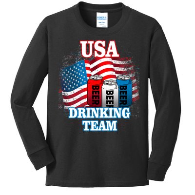 USA Drinking Team Flag Kids Long Sleeve Shirt