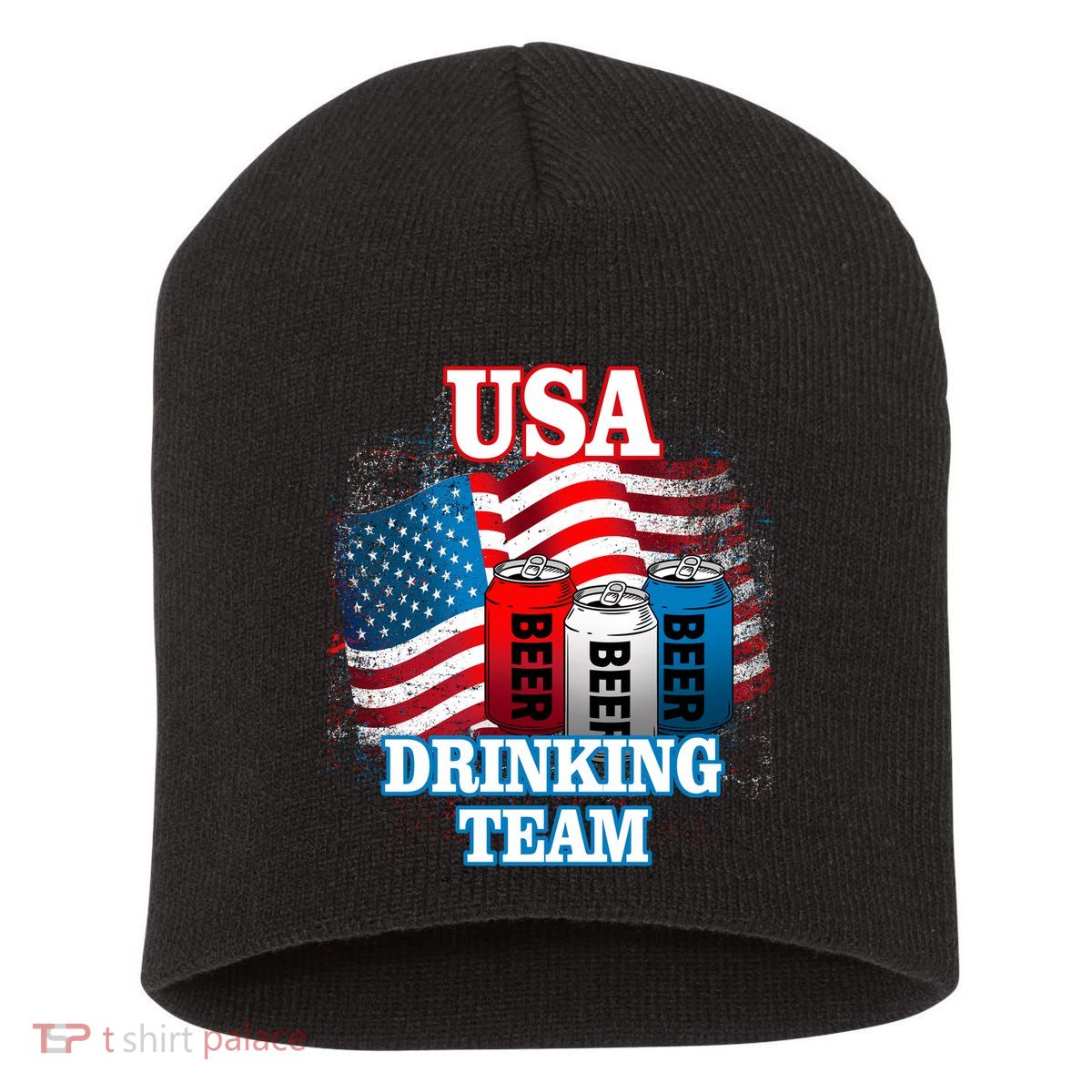 USA Drinking Team Flag Short Acrylic Beanie