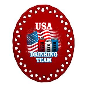 USA Drinking Team Flag Ceramic Oval Ornament