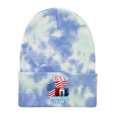 USA Drinking Team Flag Tie Dye 12in Knit Beanie