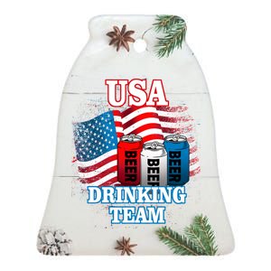 USA Drinking Team Flag Ceramic Bell Ornament