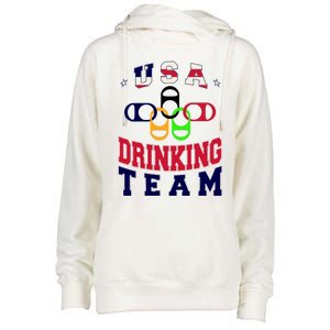 USA Drinking Team Sport Womens Funnel Neck Pullover Hood