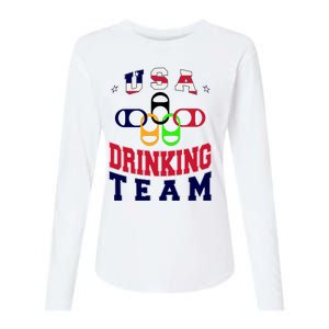 USA Drinking Team Sport Womens Cotton Relaxed Long Sleeve T-Shirt