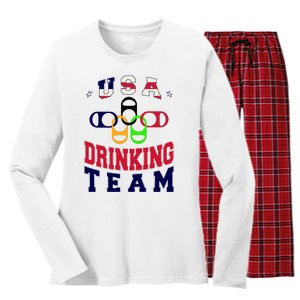 USA Drinking Team Sport Women's Long Sleeve Flannel Pajama Set 