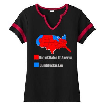 USA DUMBFUCKISTAN ELECTION MAP - Republicans Trump Ladies Halftime Notch Neck Tee