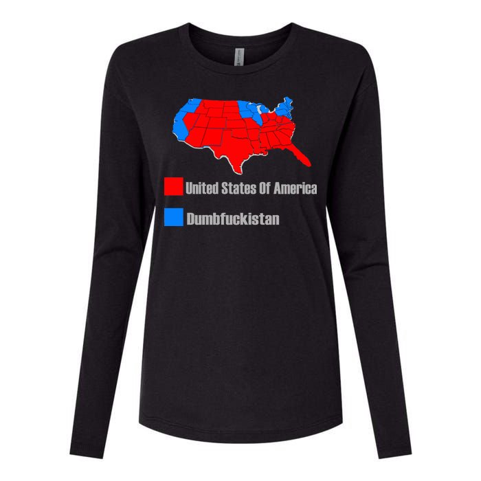 USA DUMBFUCKISTAN ELECTION MAP - Republicans Trump Womens Cotton Relaxed Long Sleeve T-Shirt