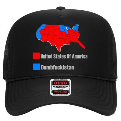 USA DUMBFUCKISTAN ELECTION MAP - Republicans Trump High Crown Mesh Back Trucker Hat