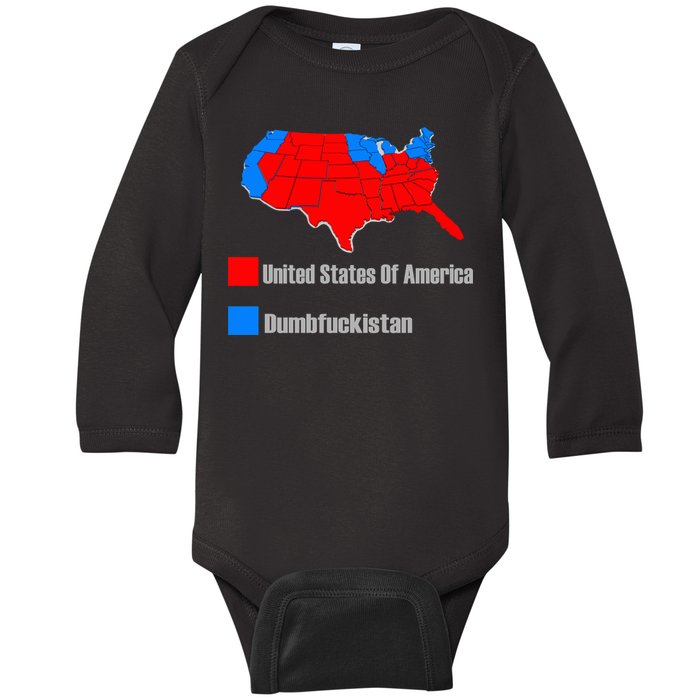 USA DUMBFUCKISTAN ELECTION MAP - Republicans Trump Baby Long Sleeve Bodysuit