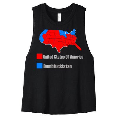 USA DUMBFUCKISTAN ELECTION MAP - Republicans Trump Women's Racerback Cropped Tank