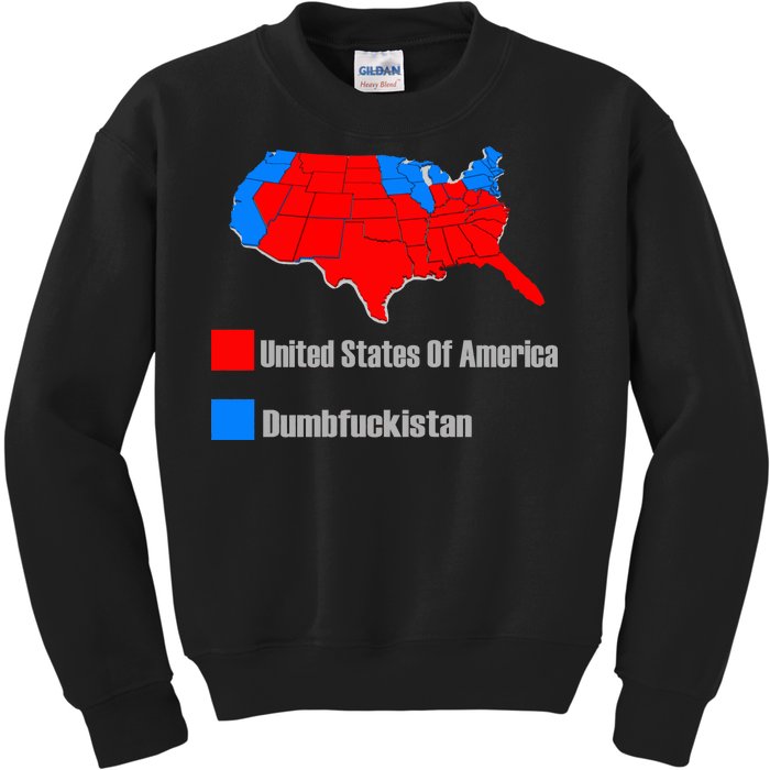 USA DUMBFUCKISTAN ELECTION MAP - Republicans Trump Kids Sweatshirt