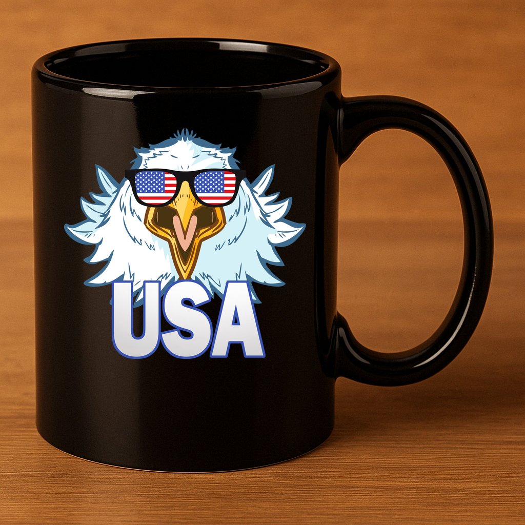 USA Eagle 11oz C Handle Ceramic Mug