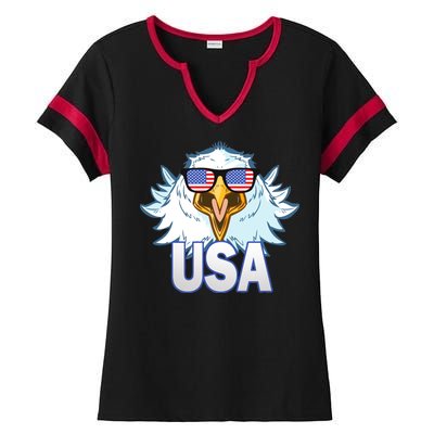 USA Eagle & Shield Ladies Halftime Notch Neck Tee