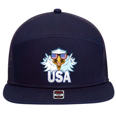 USA Eagle & Shield 7 Panel Mesh Trucker Snapback Hat