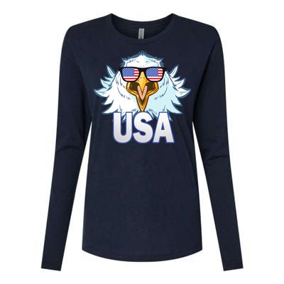 USA Eagle & Shield Womens Cotton Relaxed Long Sleeve T-Shirt