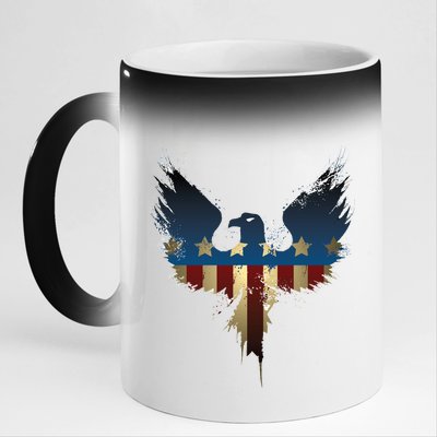 USA Eagle American Flag Grunge 11oz Black Color Changing Mug