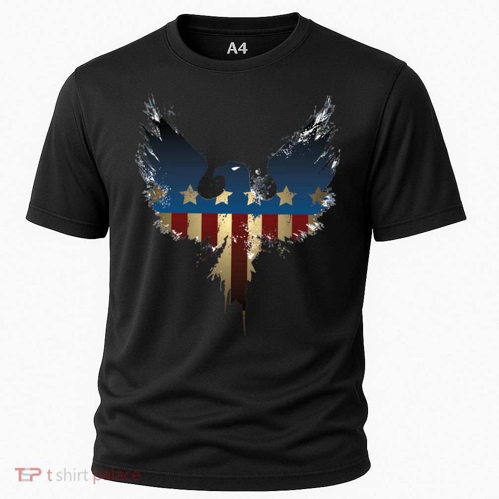USA Eagle American Flag Grunge Cooling Performance Crew T-Shirt