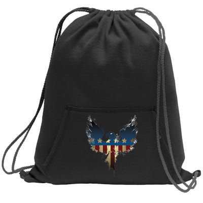 USA Eagle American Flag Grunge Sweatshirt Cinch Pack Bag