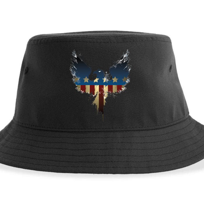 USA Eagle American Flag Grunge Sustainable Bucket Hat