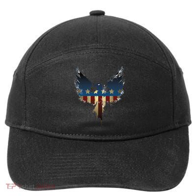 USA Eagle American Flag Grunge 7-Panel Snapback Hat