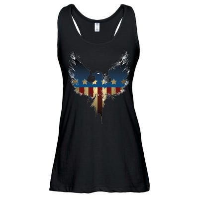 USA Eagle American Flag Grunge Ladies Essential Flowy Tank