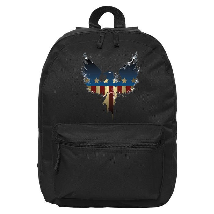 USA Eagle American Flag Grunge 16 in Basic Backpack