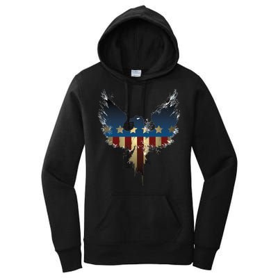 USA Eagle American Flag Grunge Women's Pullover Hoodie