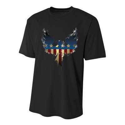 USA Eagle American Flag Grunge Youth Performance Sprint T-Shirt