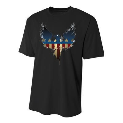 USA Eagle American Flag Grunge Youth Performance Sprint T-Shirt