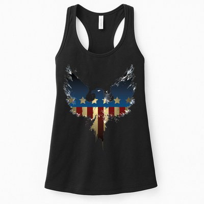 USA Eagle American Flag Grunge Womens Tank Top