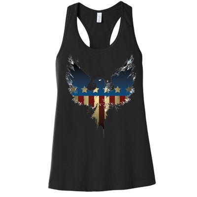 USA Eagle American Flag Grunge Women's Racerback Tank