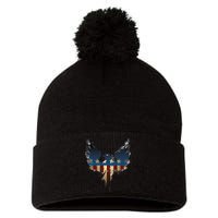 USA Eagle American Flag Grunge Pom Pom 12in Knit Beanie