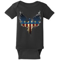 USA Eagle American Flag Grunge Baby Bodysuit