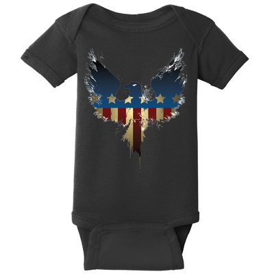 USA Eagle American Flag Grunge Baby Bodysuit