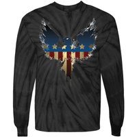 USA Eagle American Flag Grunge Tie-Dye Long Sleeve Shirt