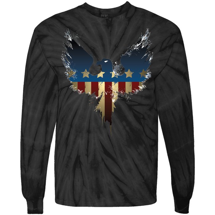 USA Eagle American Flag Grunge Tie-Dye Long Sleeve Shirt