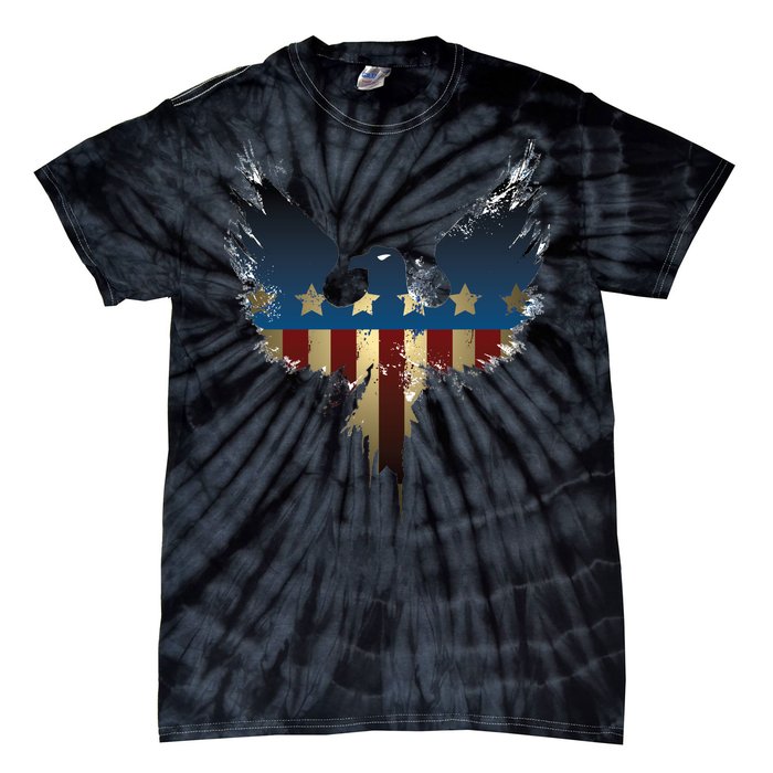 USA Eagle American Flag Grunge Tie-Dye T-Shirt